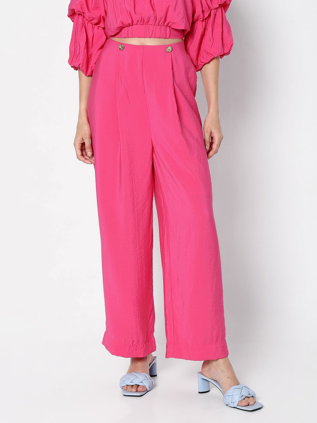 Marquee Pink High Rise Co-Ord Set Pants