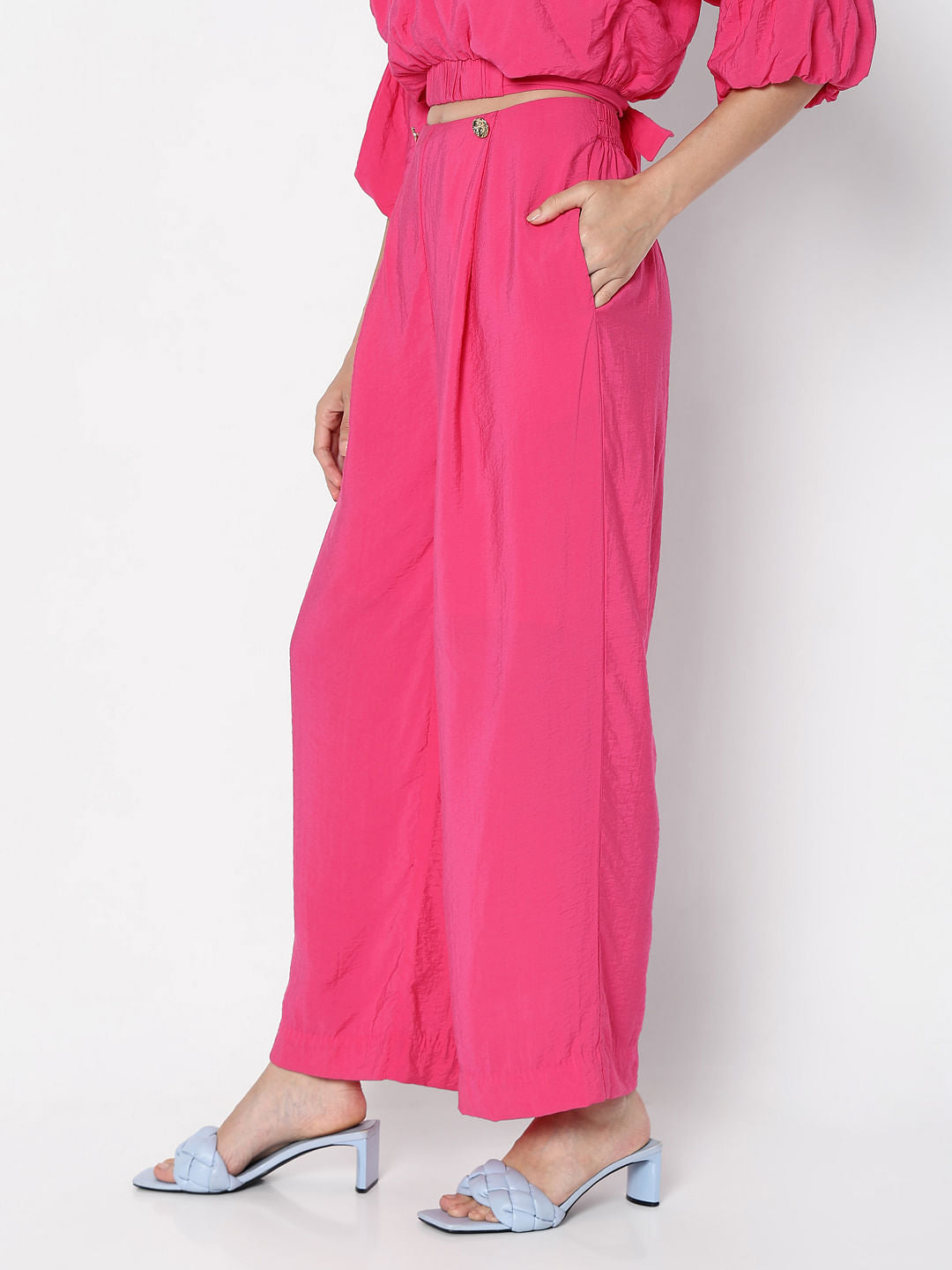 Marquee Pink High Rise Co-Ord Set Pants
