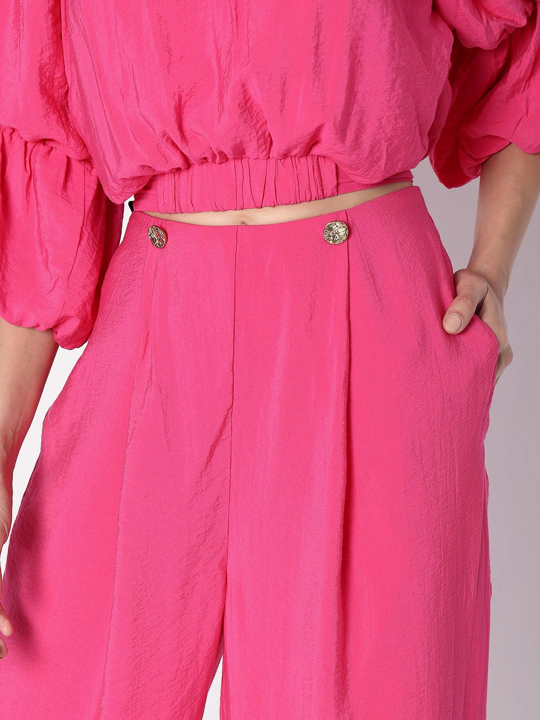 Marquee Pink High Rise Co-Ord Set Pants