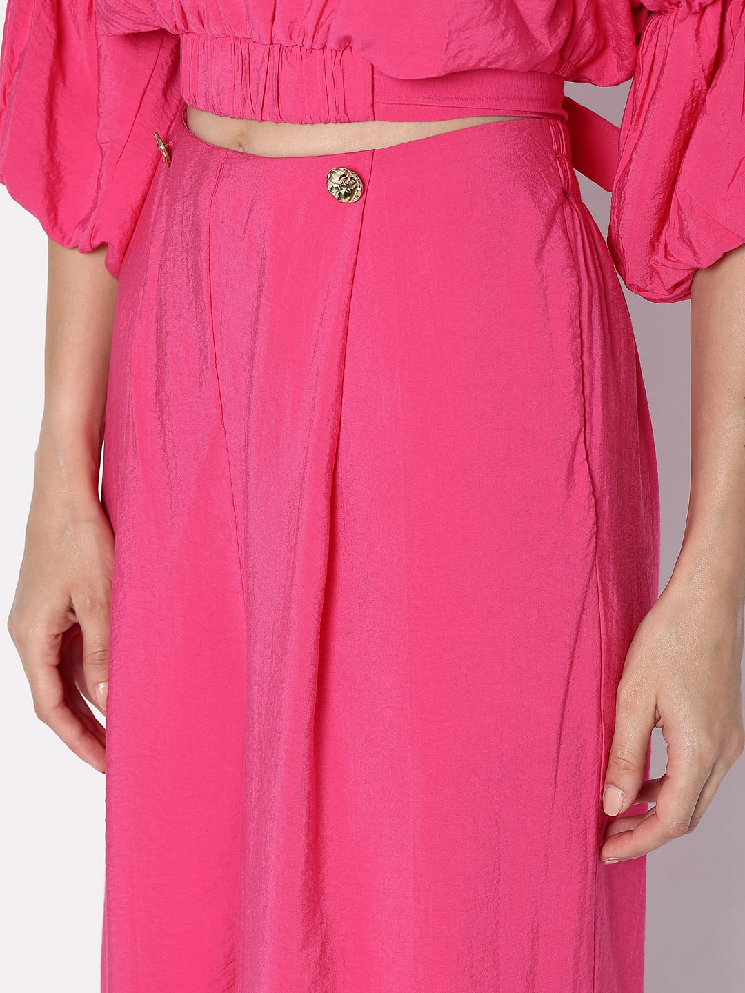 Marquee Pink High Rise Co-Ord Set Pants