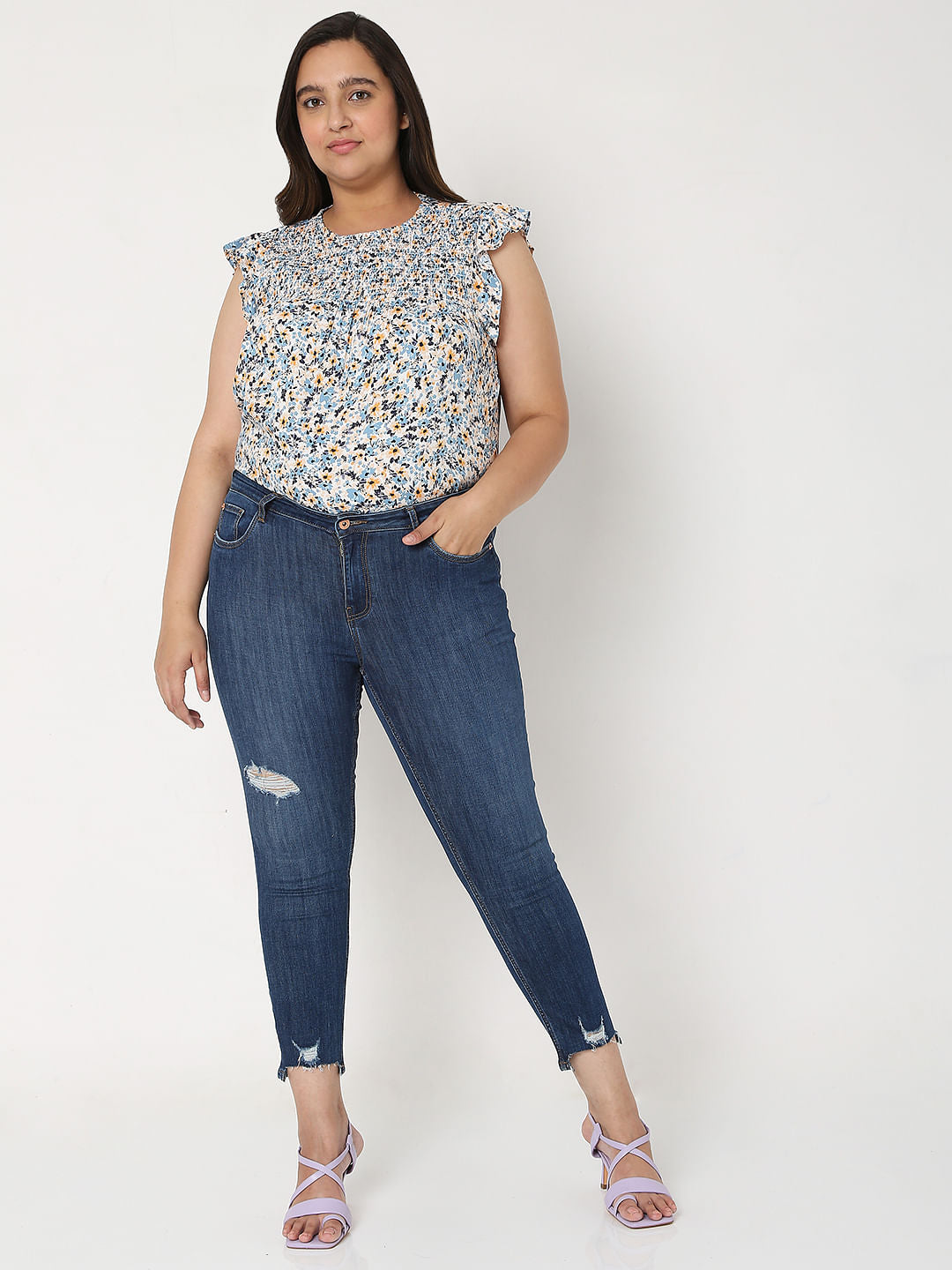 Curve Blue High Waist Wendy Skinny Jeans