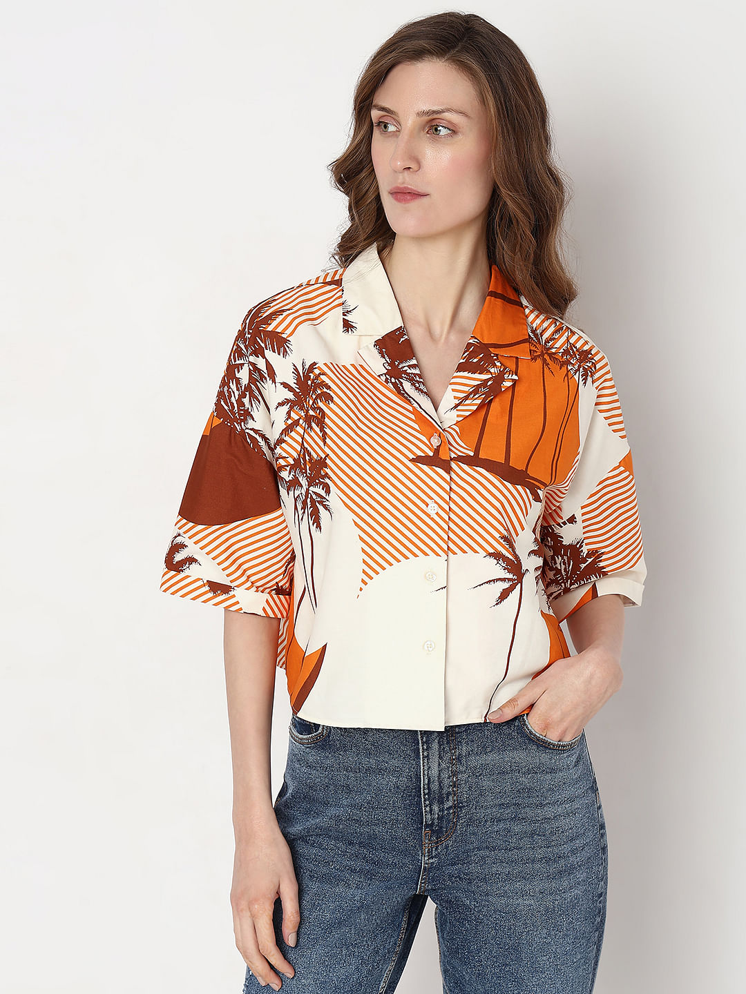 Orange Printed Shirt