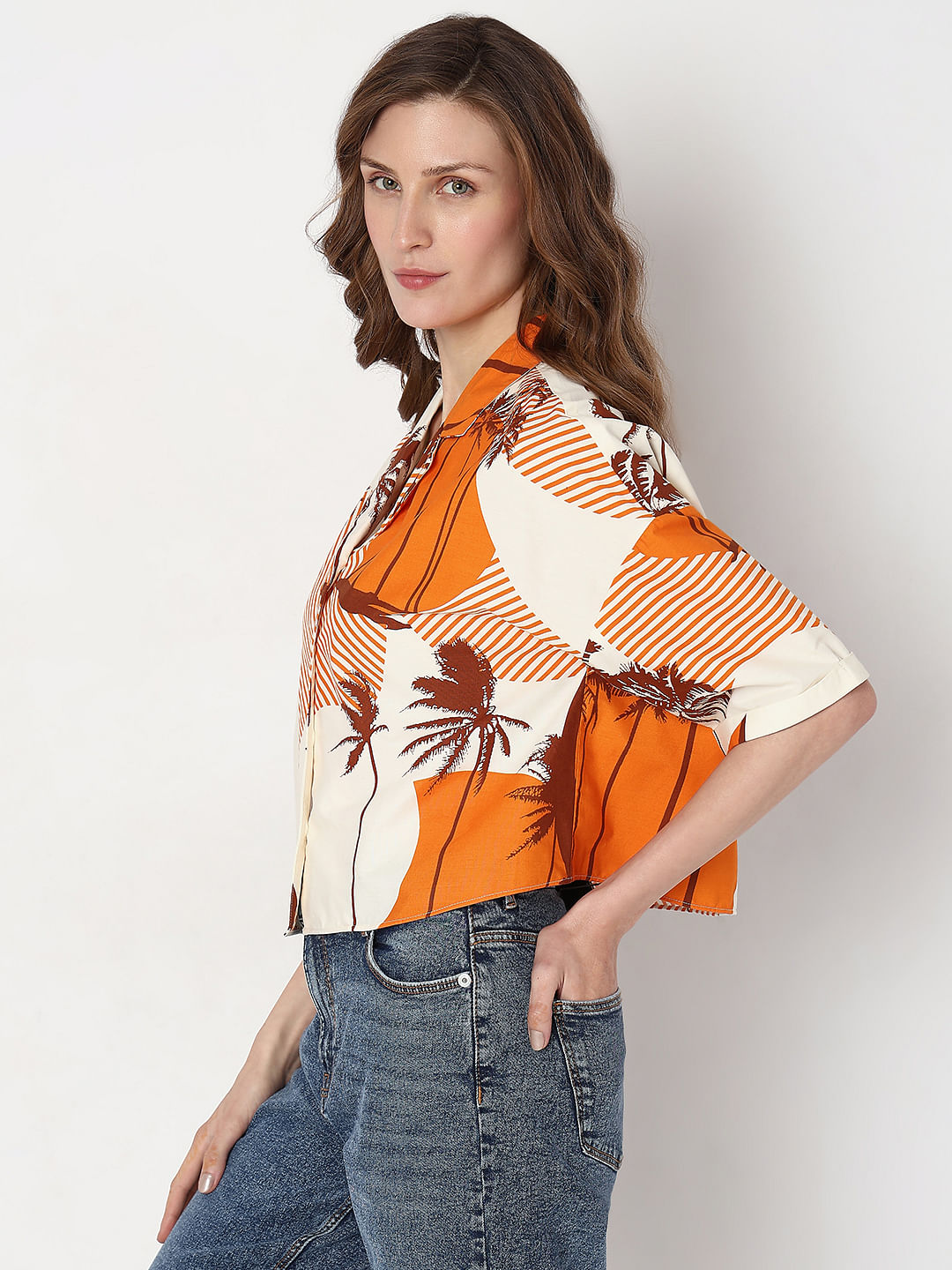 Orange Printed Shirt