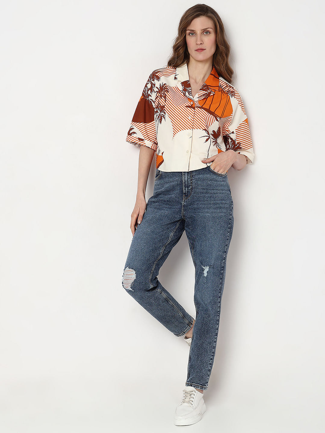 Orange Printed Shirt