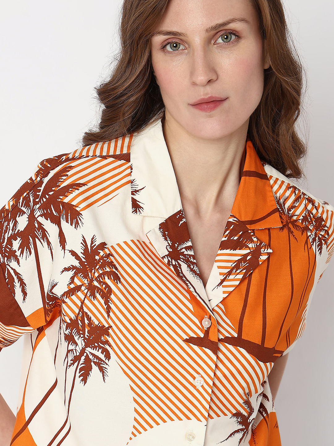 Orange Printed Shirt