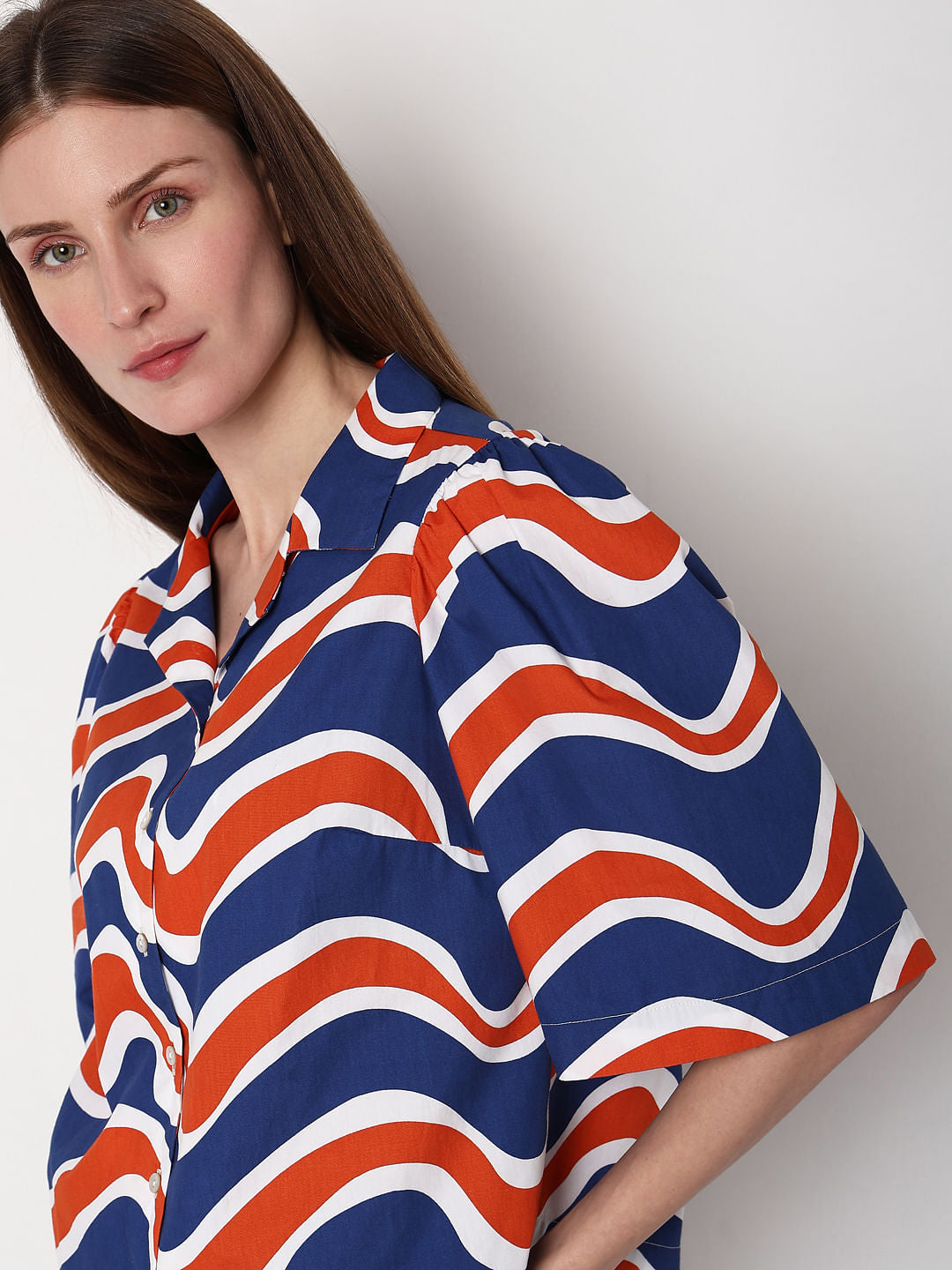 Blue & Orange Printed Shirt