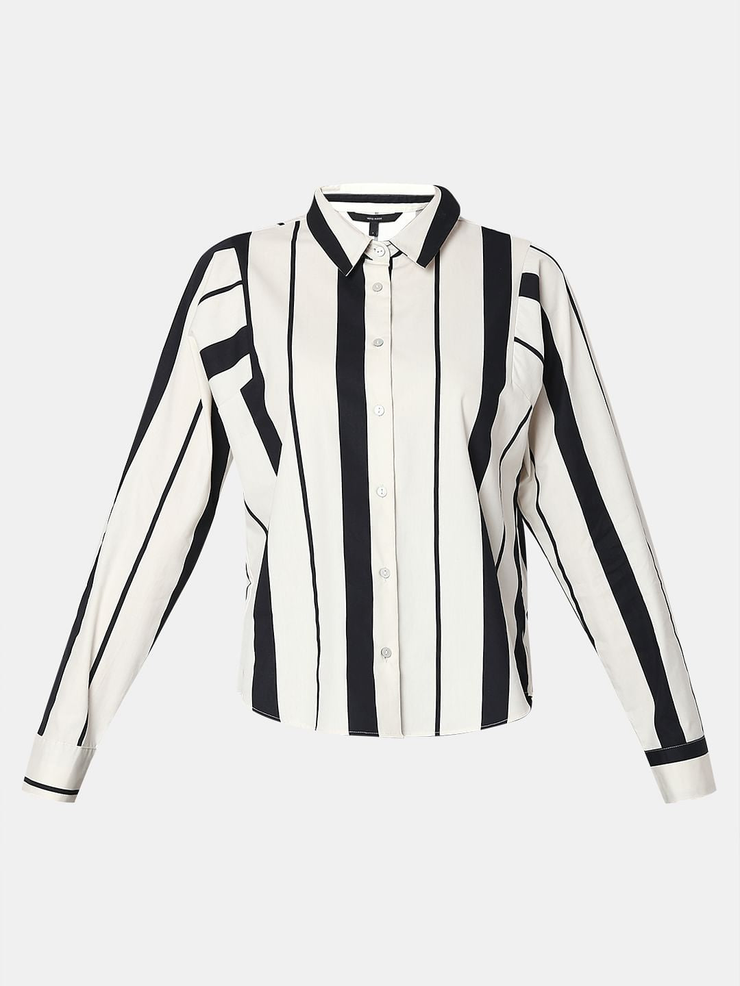 White & Black Striped Formal Shirt