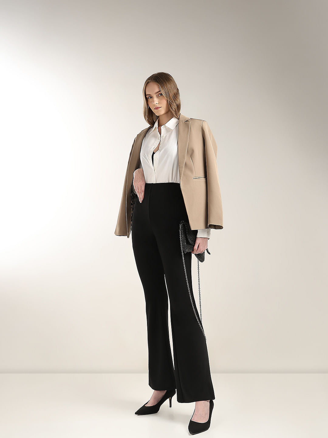 Black High Rise Flared Pants