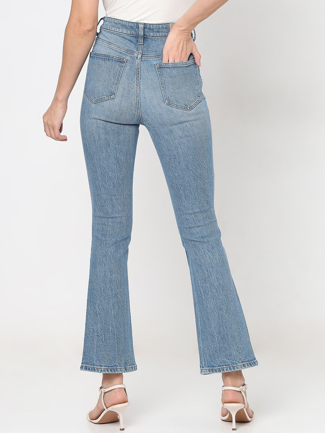 Light Blue Distressed Petra Bootcut Jeans