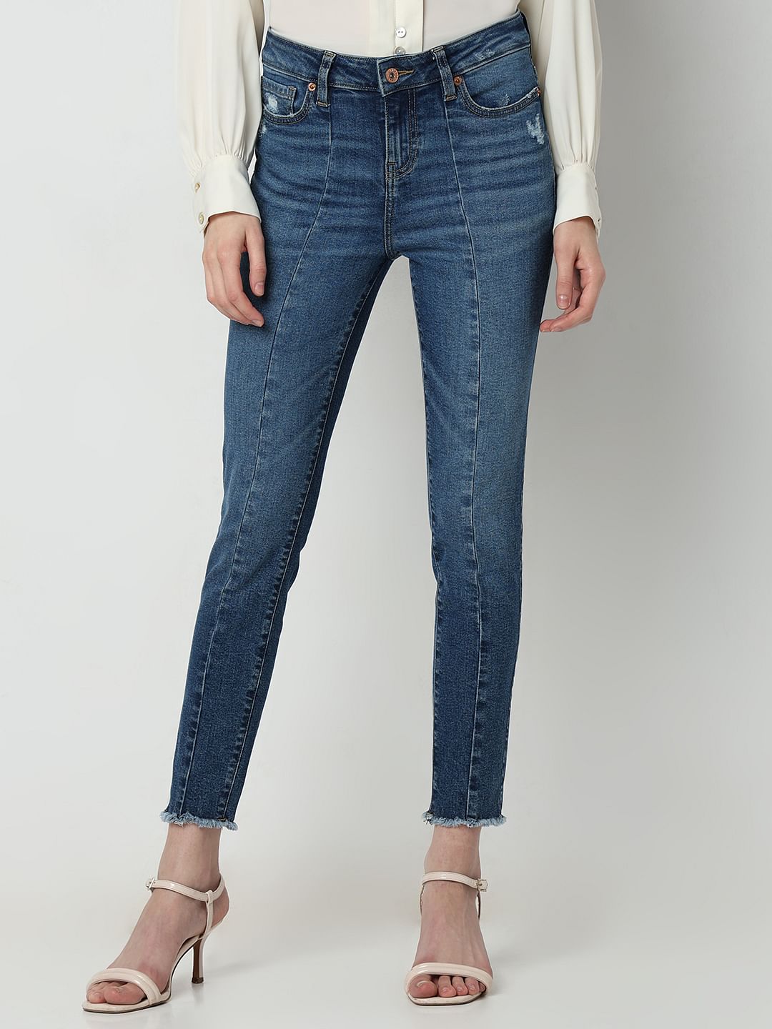 Blue Mid Rise Wendy Skinny Fit Jeans