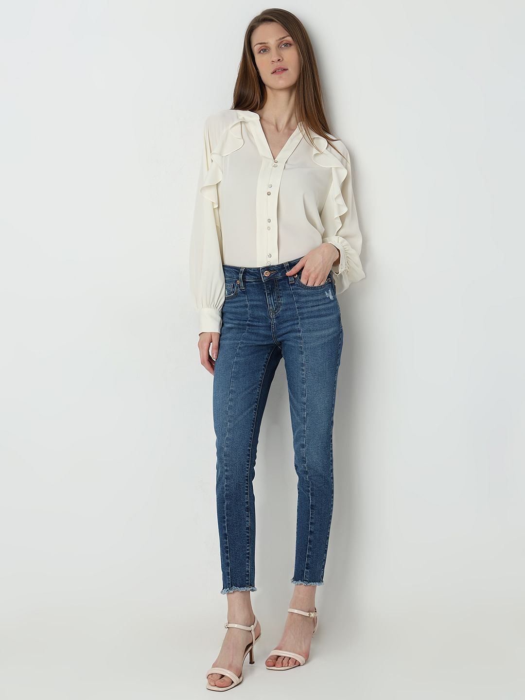 Blue Mid Rise Wendy Skinny Fit Jeans