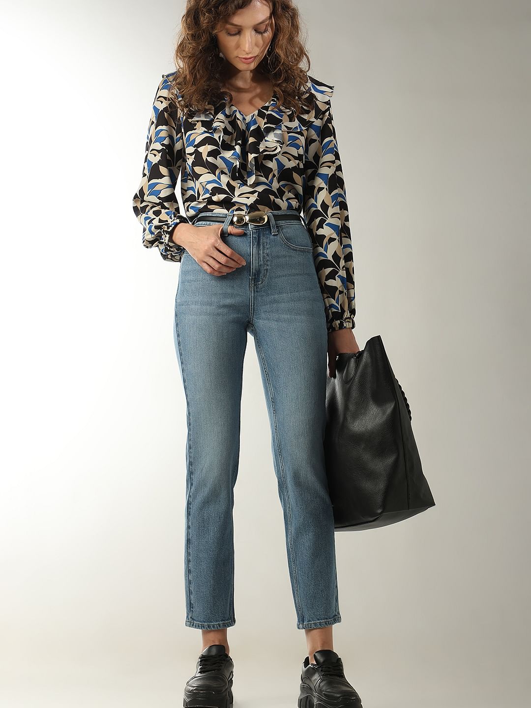 Light Blue High Rise Jade Straight Fit Jeans