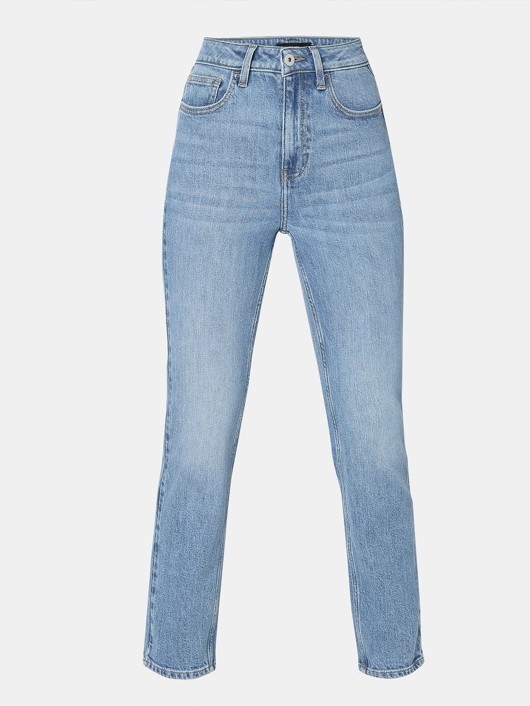 Light Blue High Rise Jade Straight Fit Jeans