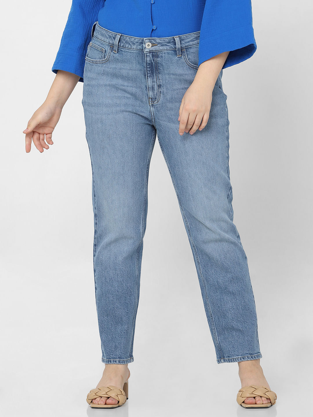 Curve Blue High Rise Jade Straight Fit Jeans