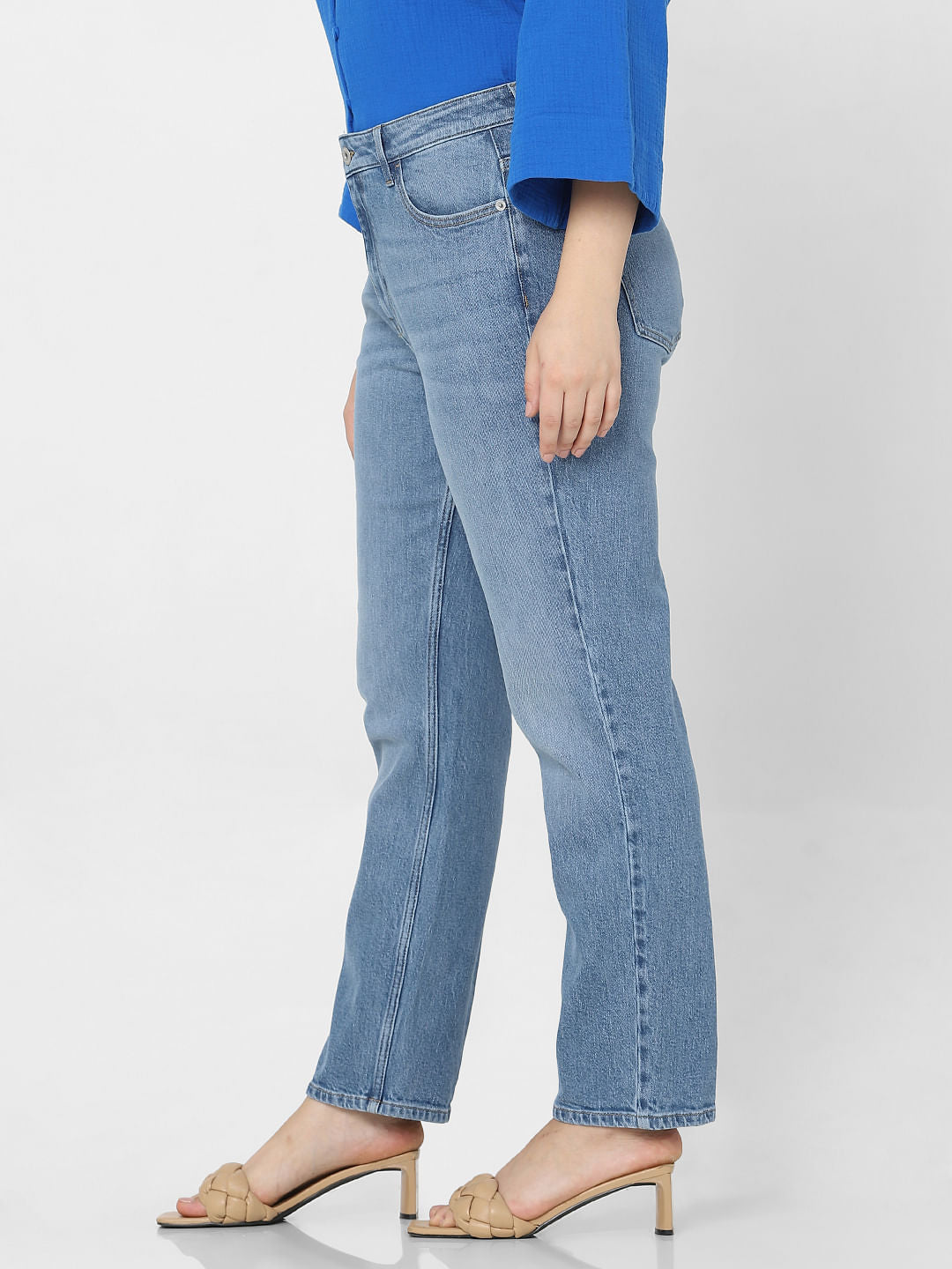 Curve Blue High Rise Jade Straight Fit Jeans