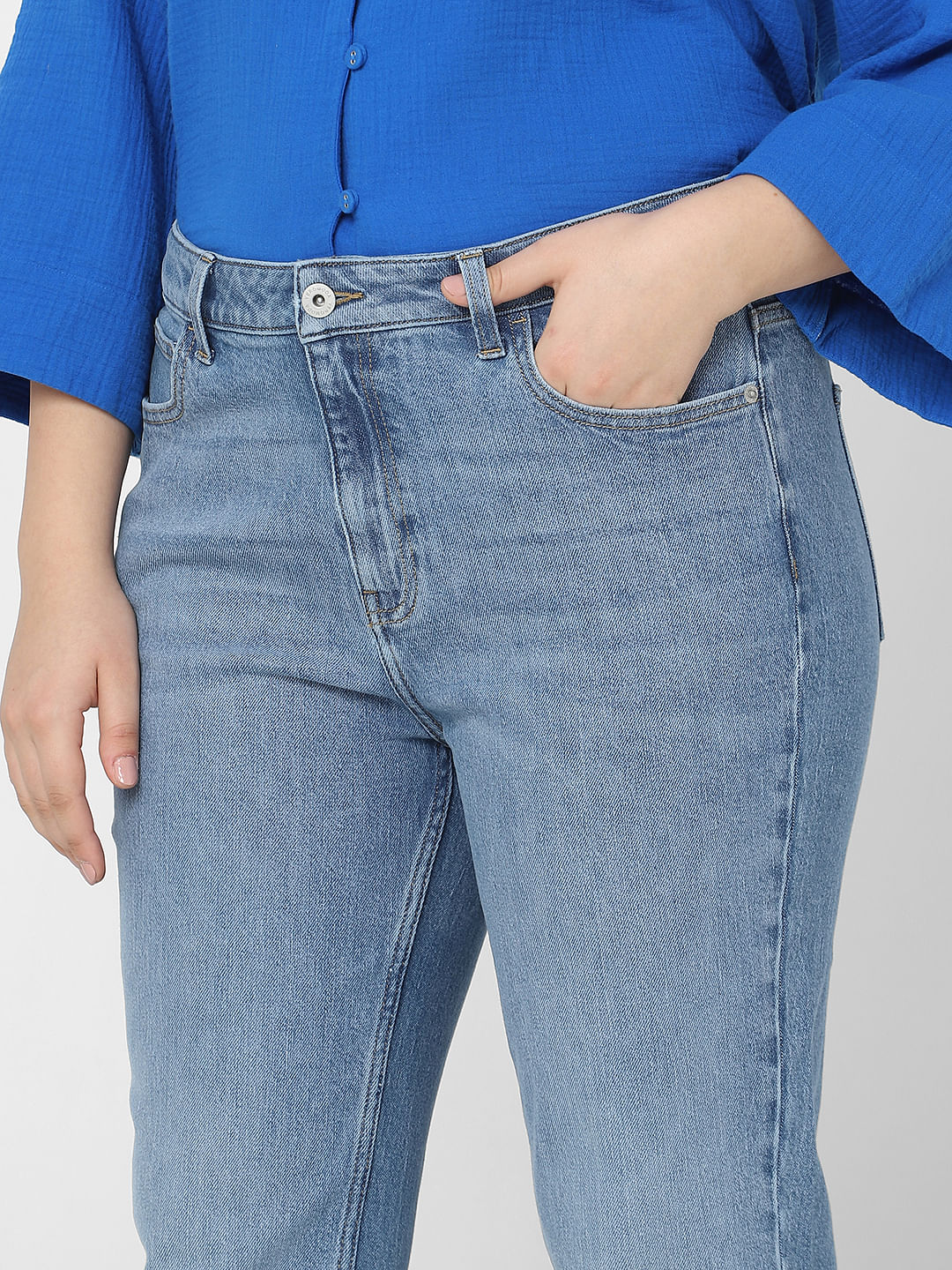 Curve Blue High Rise Jade Straight Fit Jeans