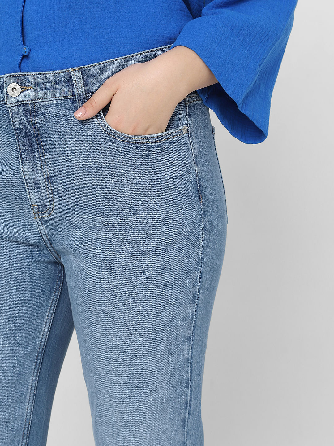 Curve Blue High Rise Jade Straight Fit Jeans