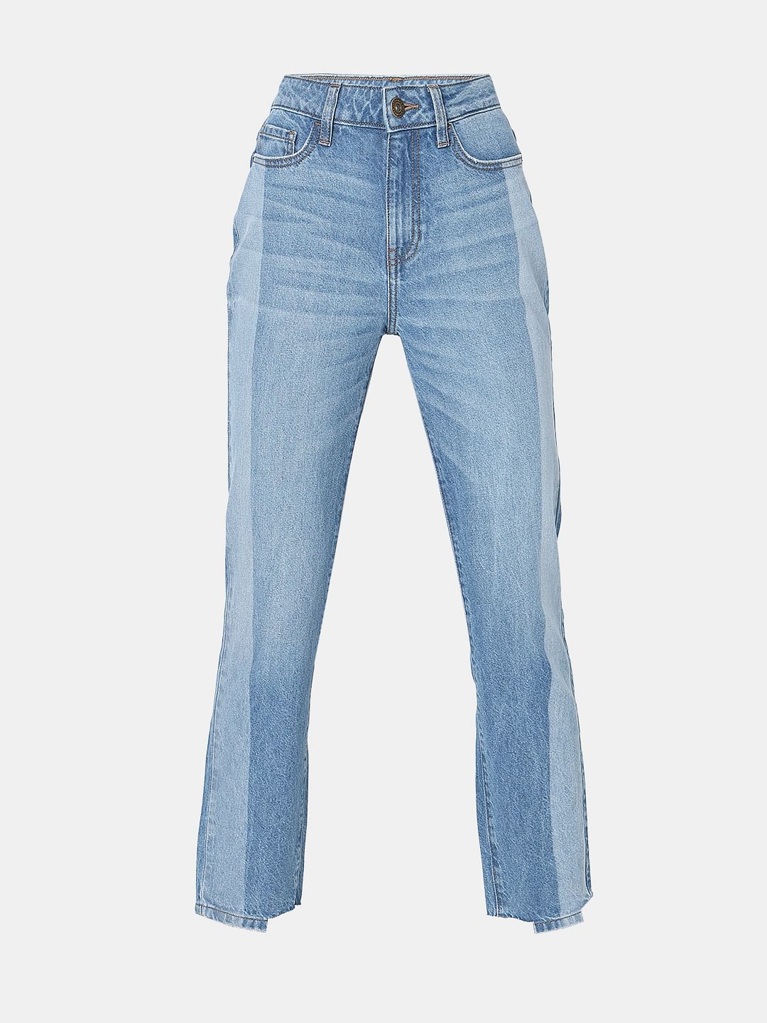 Light Blue Two-Toned Jade Straight Jeans
