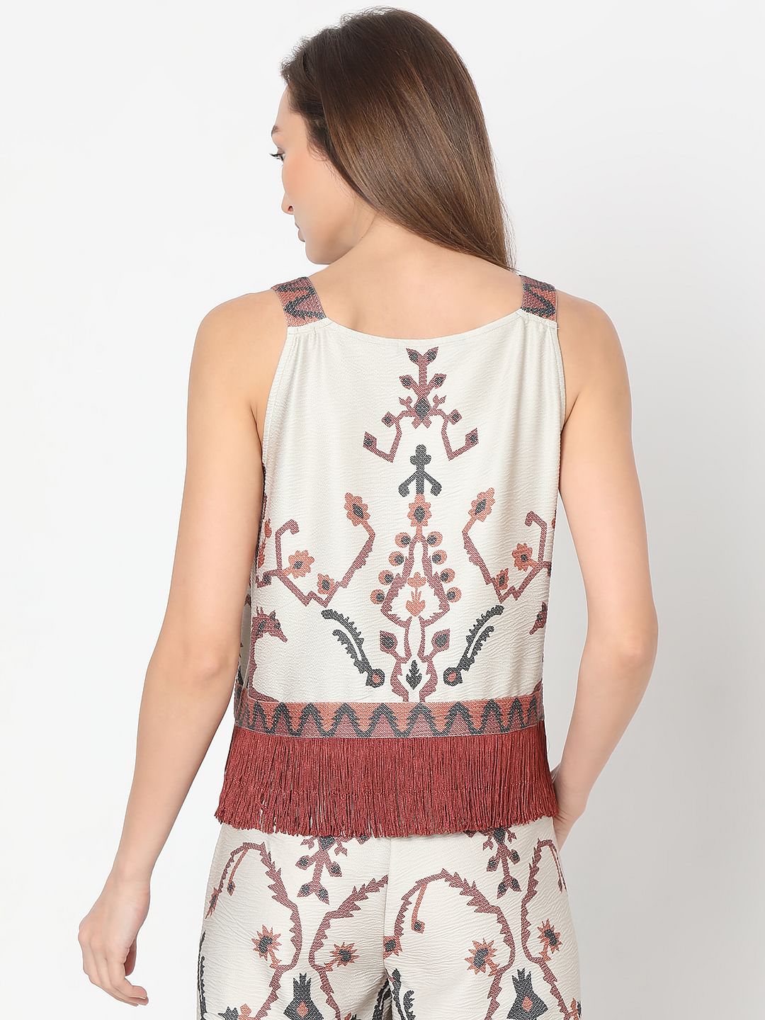 Beige Printed Co-Ord Set Top