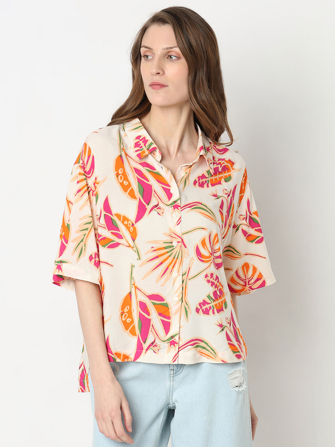 Orange Printed Shirt