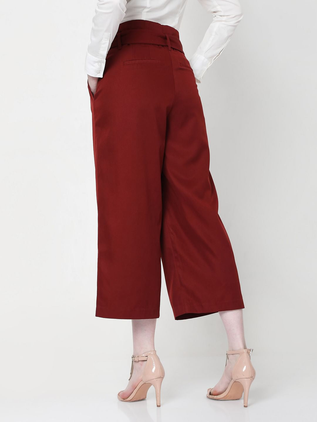 Red High Rise Culottes