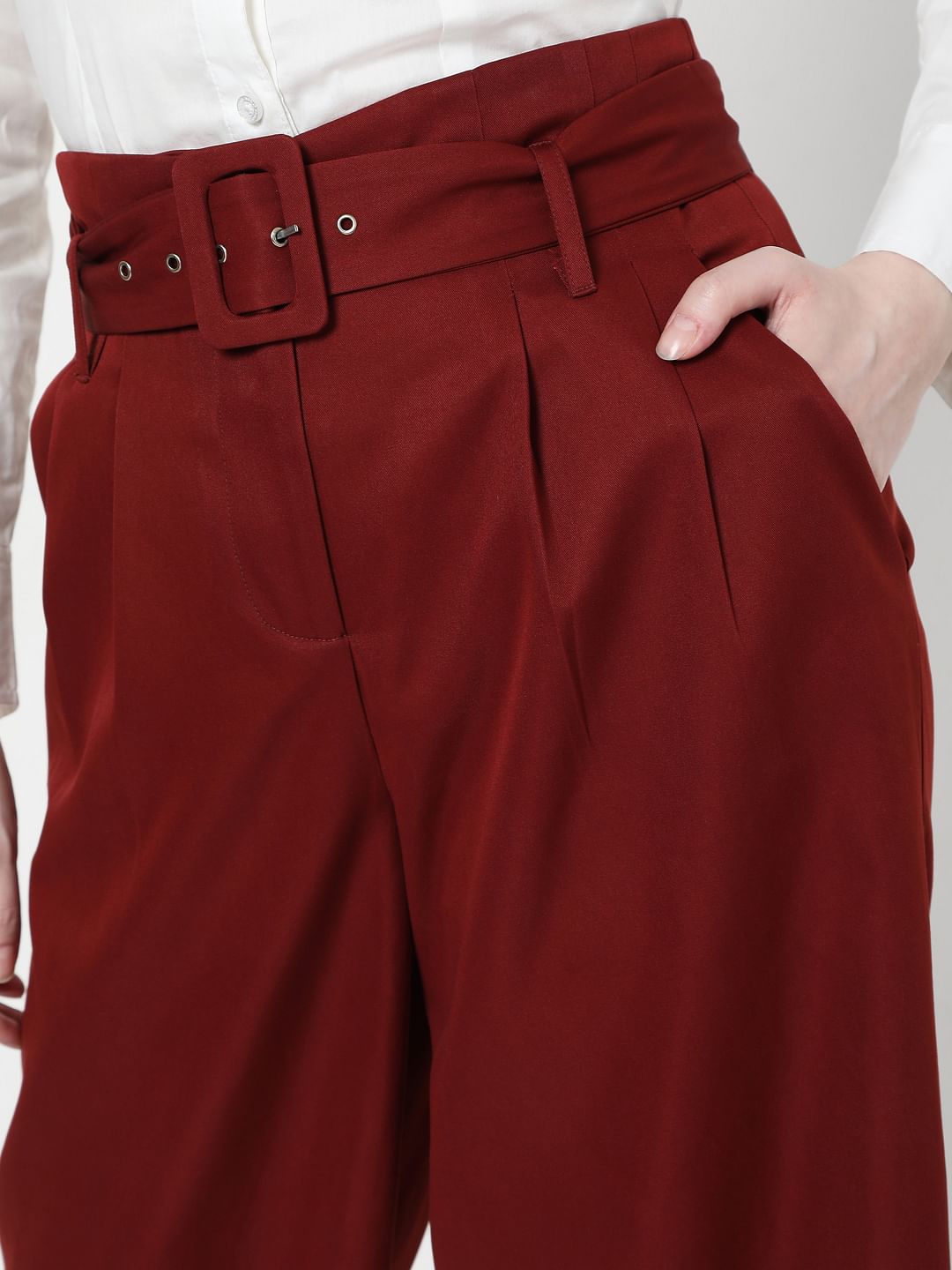 Red High Rise Culottes