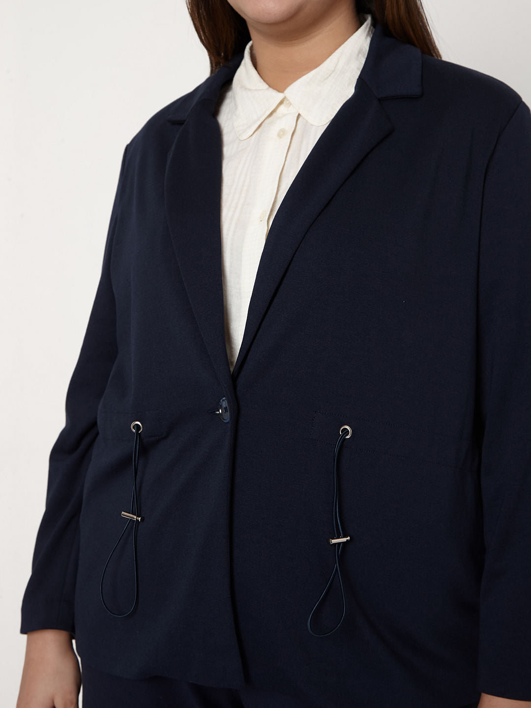 Curve Navy Blue Formal Blazer