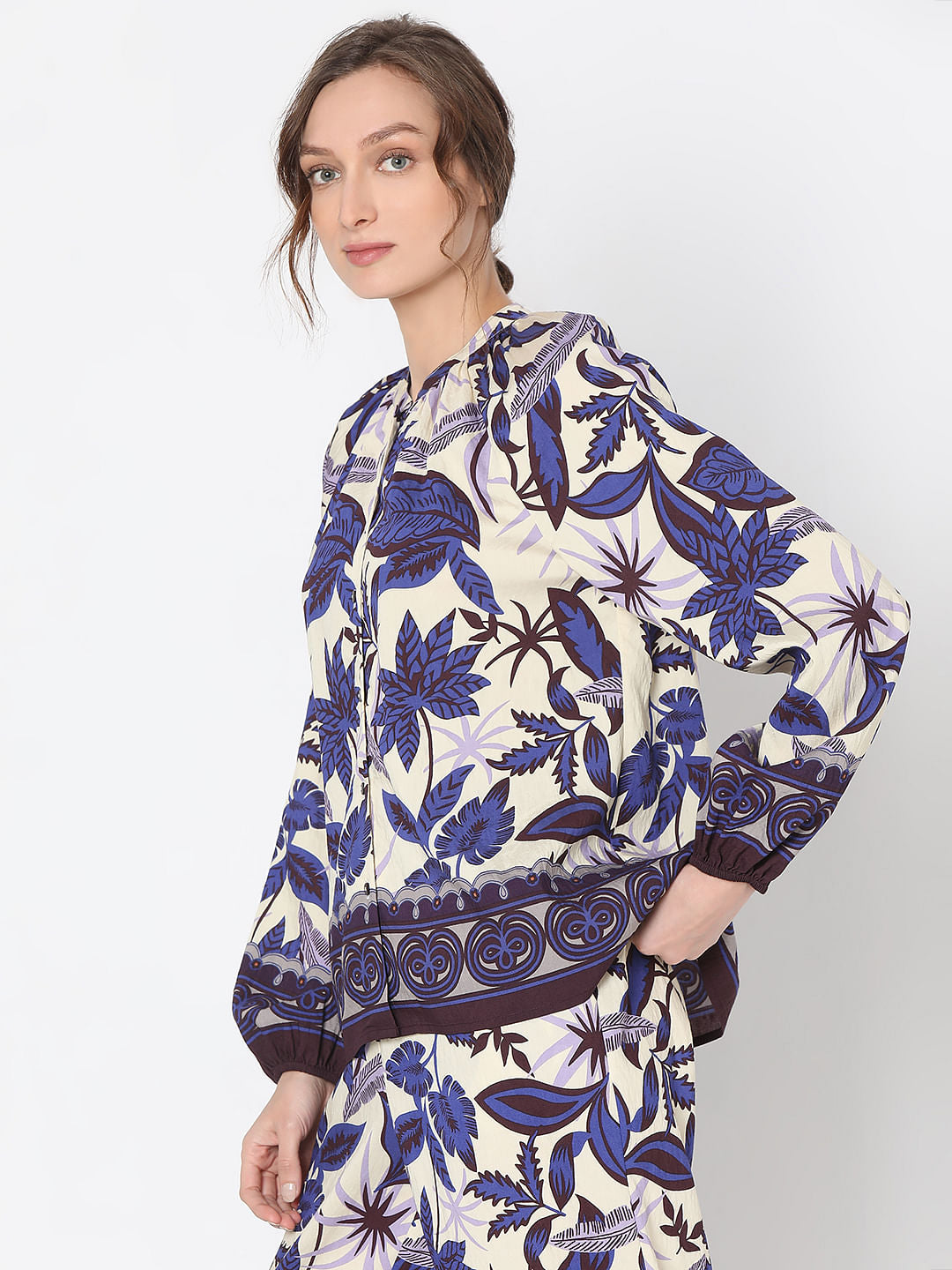 Purple Printed Co-Ord Set Shirt