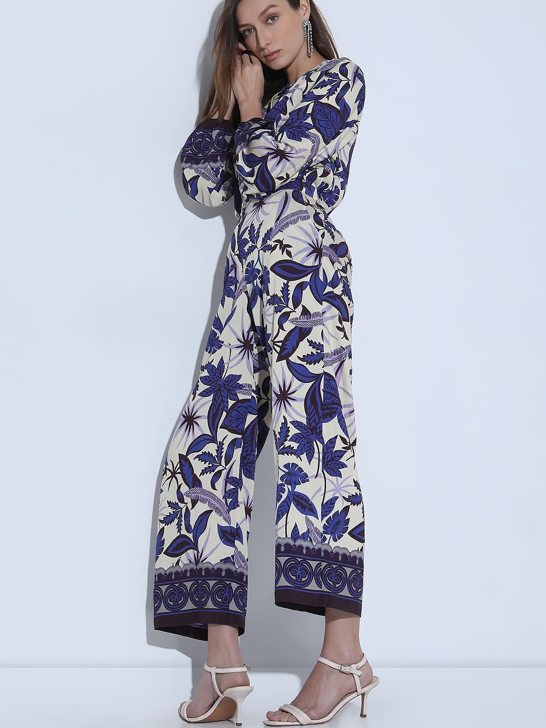 Purple Printed Co-Ord Set Pants