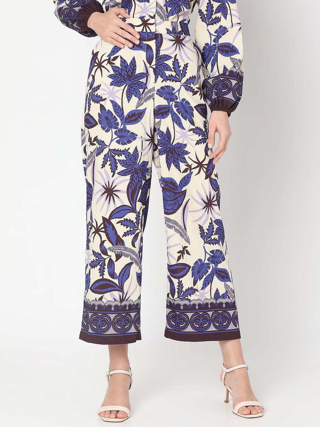 Purple Printed Co-Ord Set Pants
