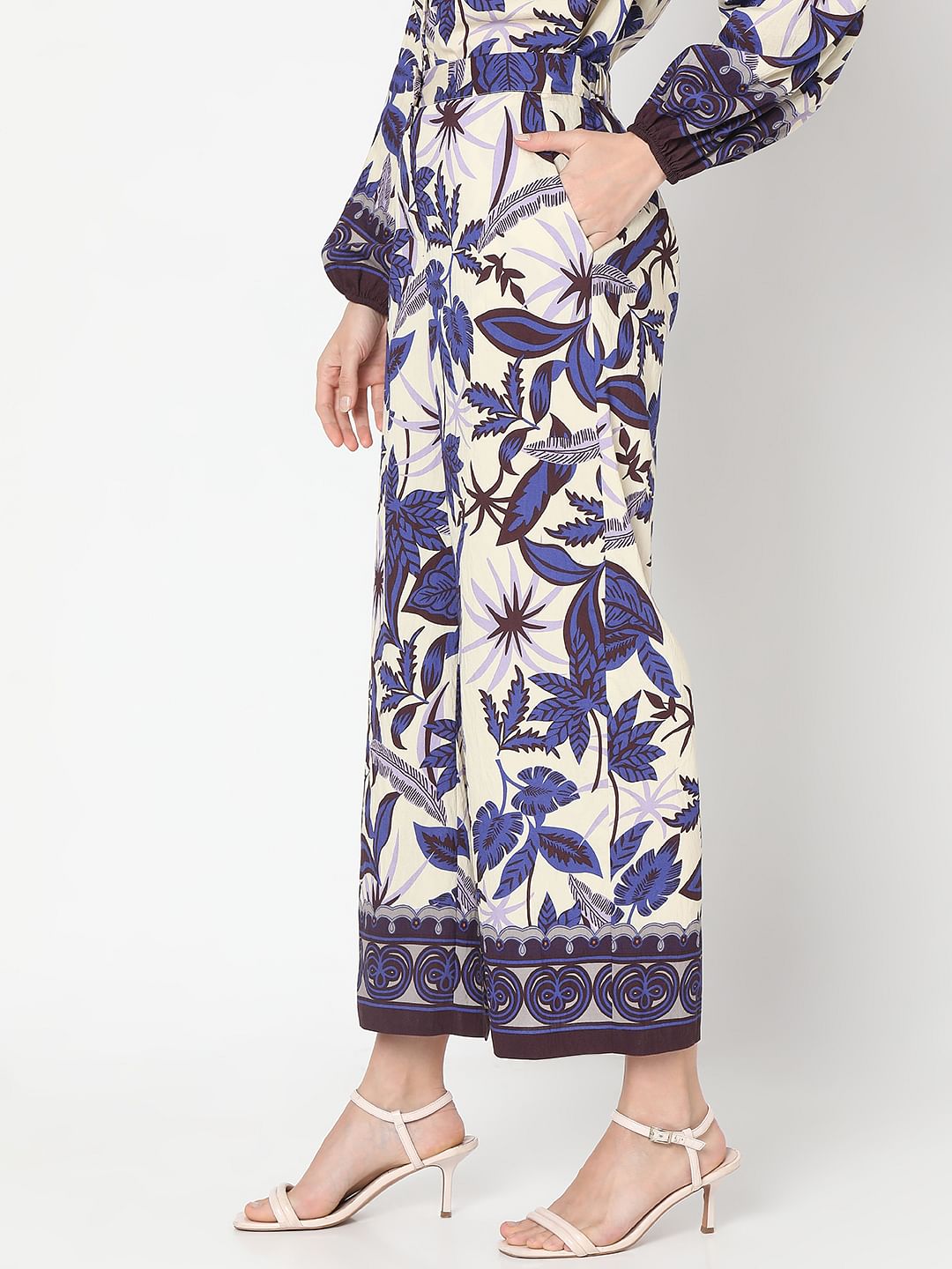 Purple Printed Co-Ord Set Pants