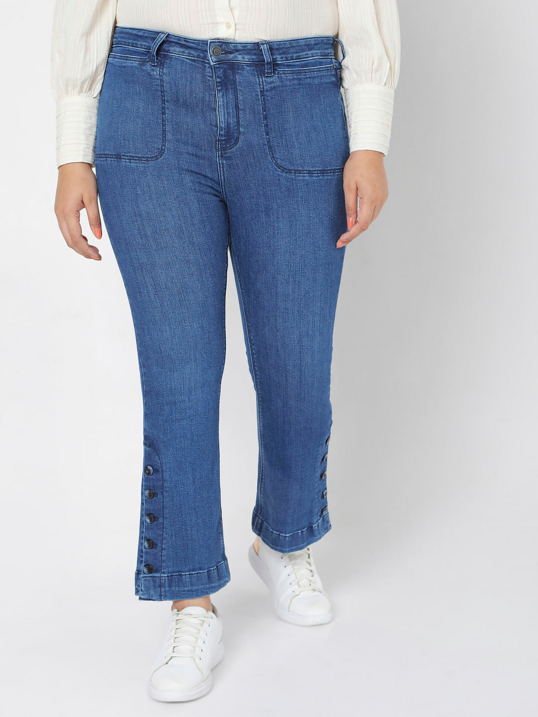 Curve Blue High Rise Bootcut Jeans