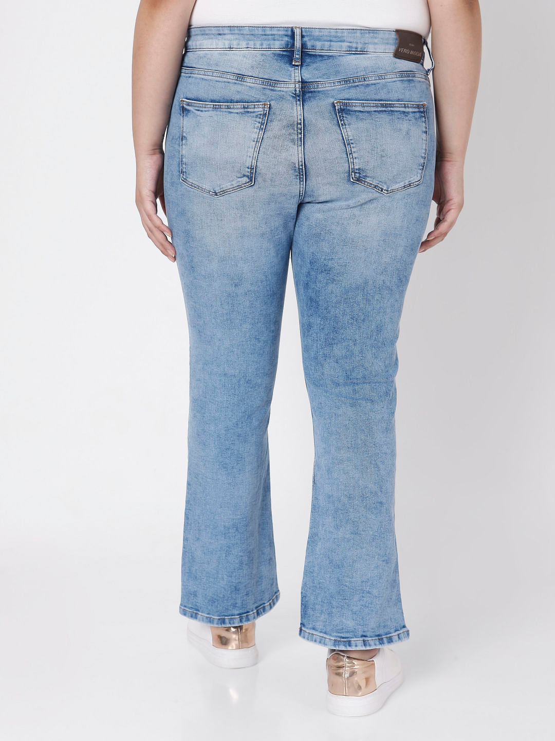 Curve Light Blue Mid Rise Petra Bootcut Jeans