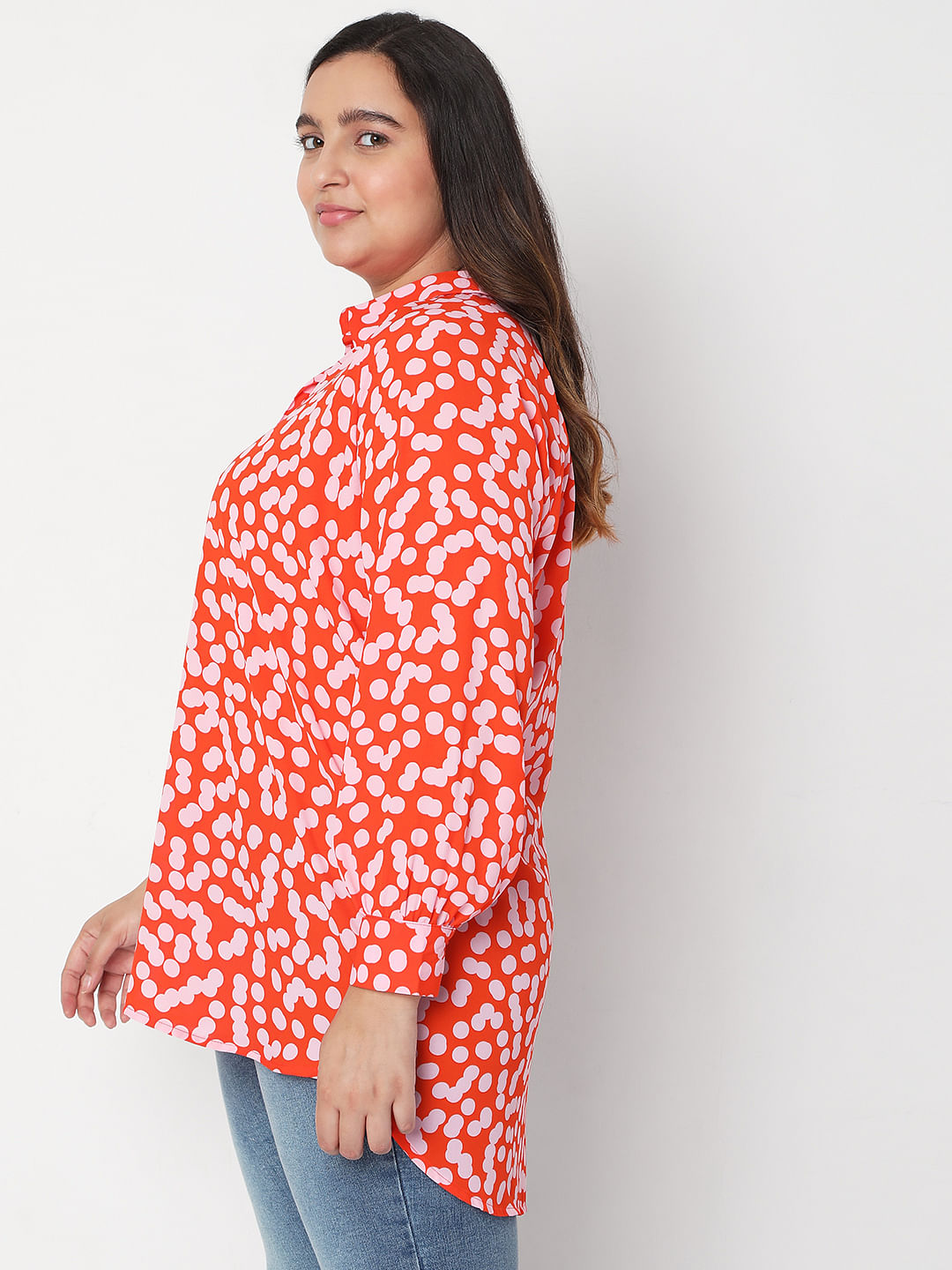 Curve Coral Polka Shirt