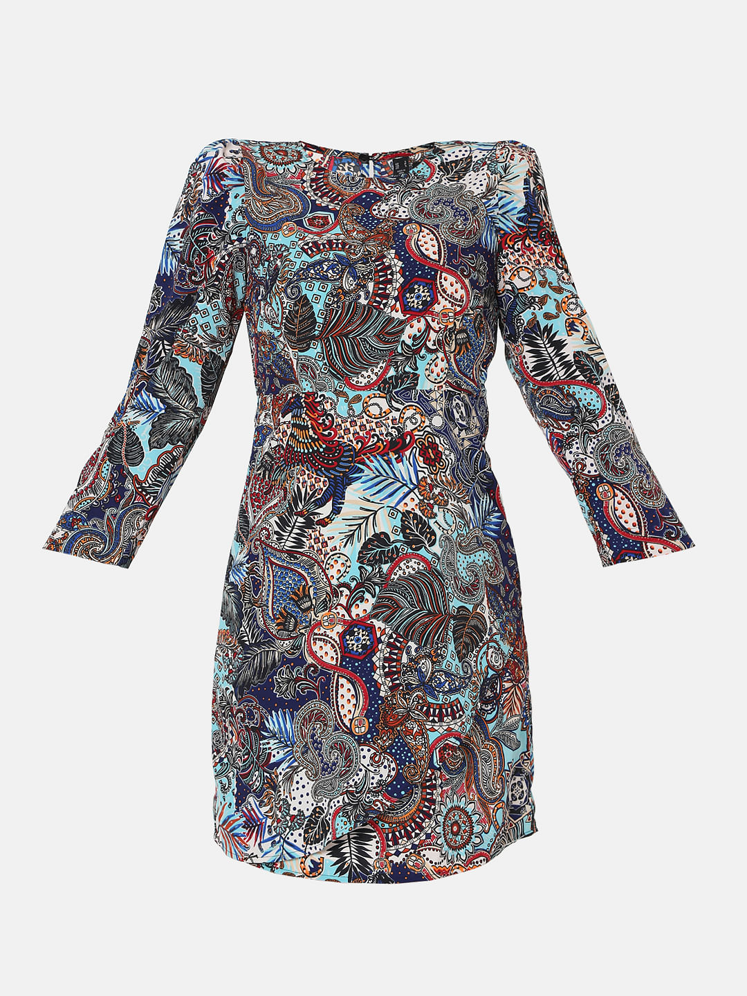 Blue Paisley Print Fit & Flare Dress