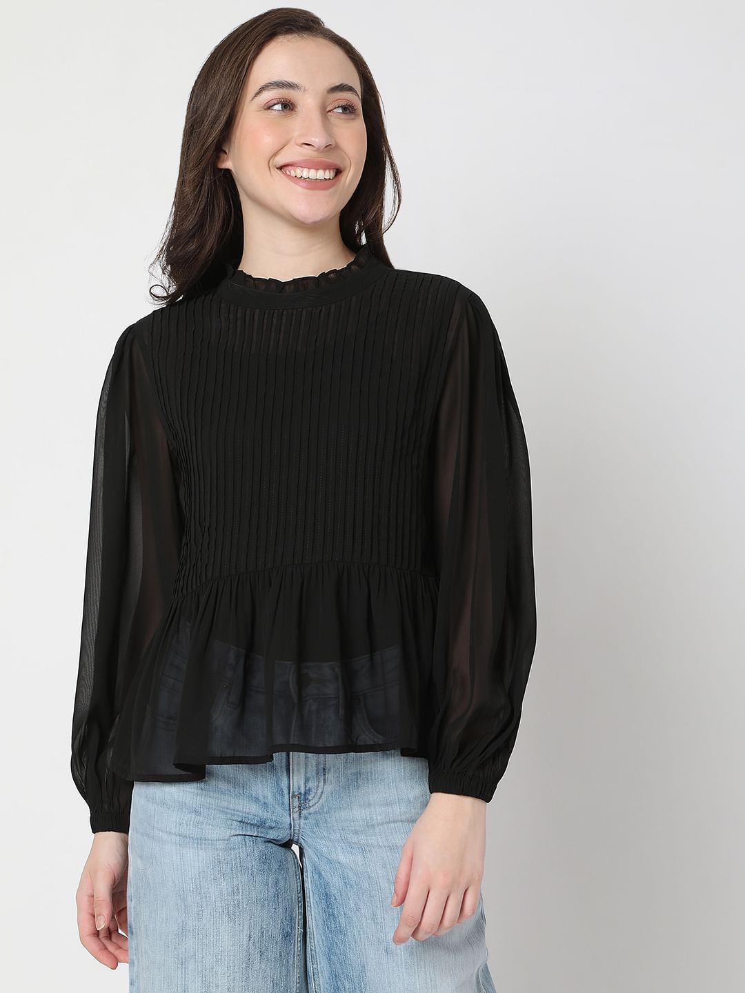 Black Pleated Top