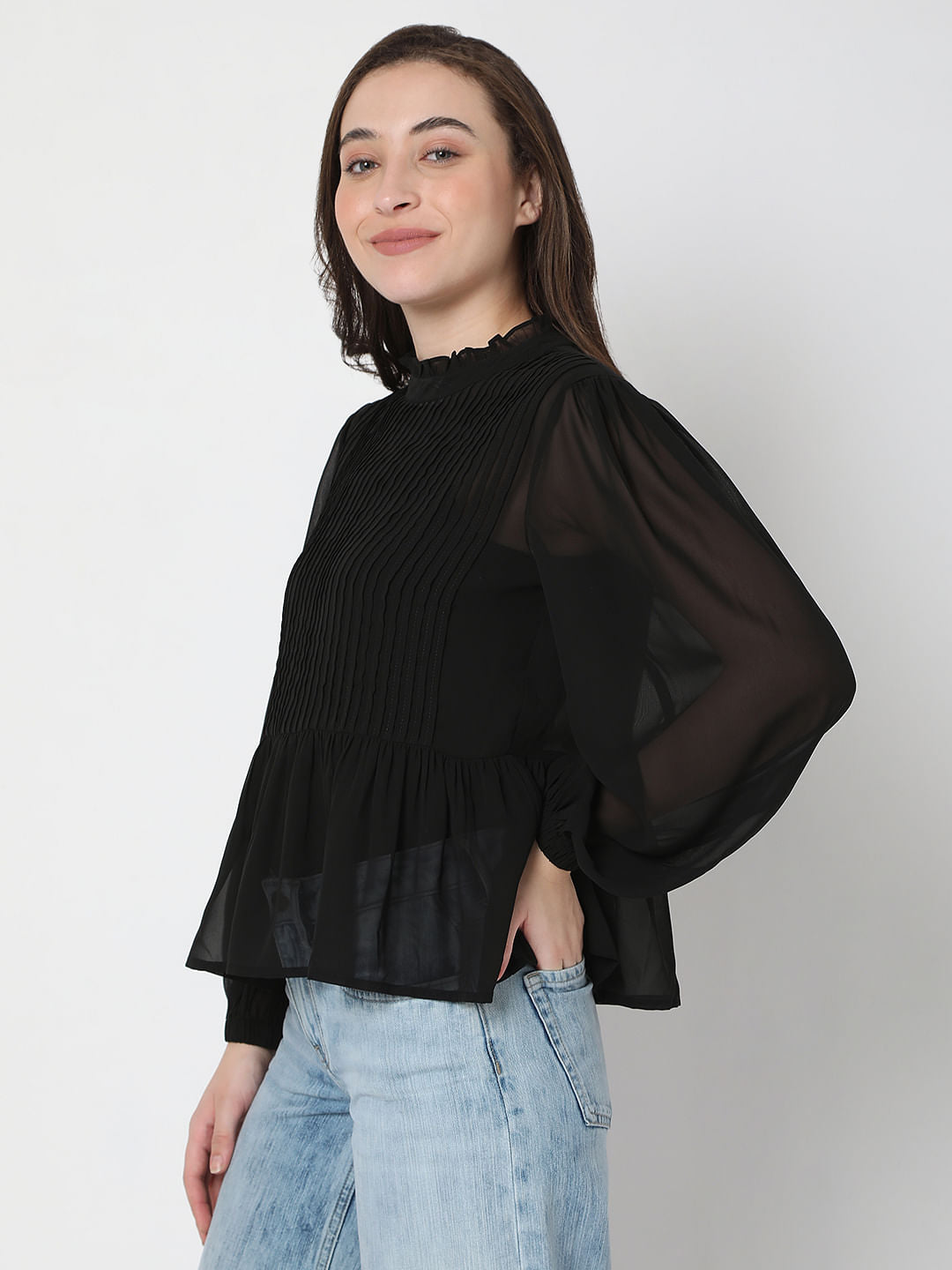 Black Pleated Top