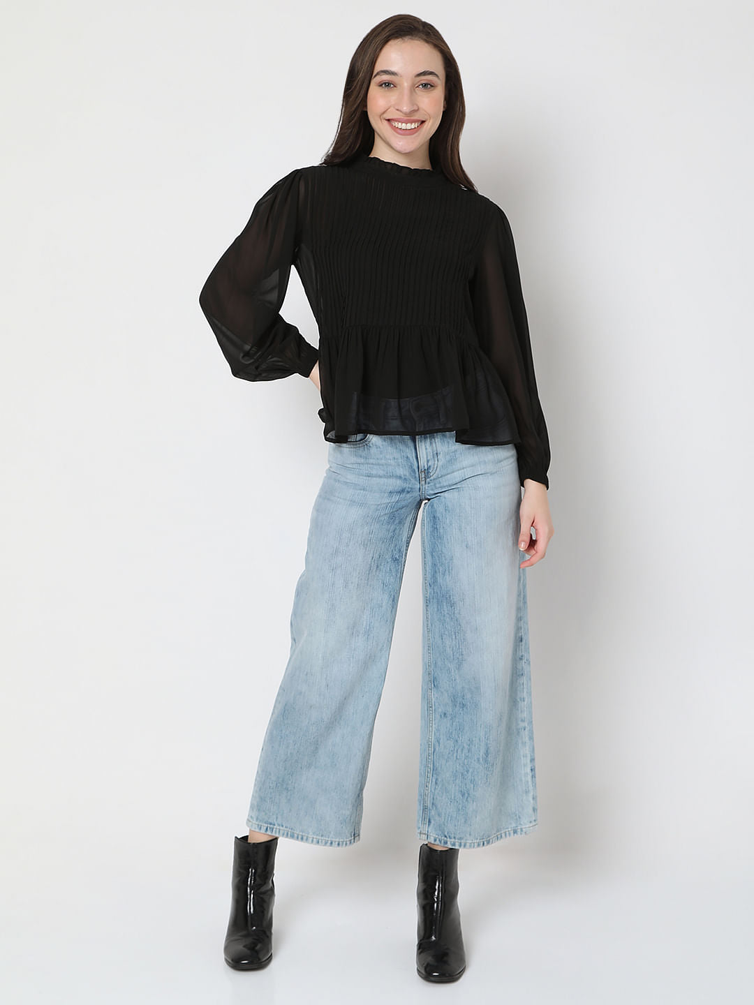 Black Pleated Top