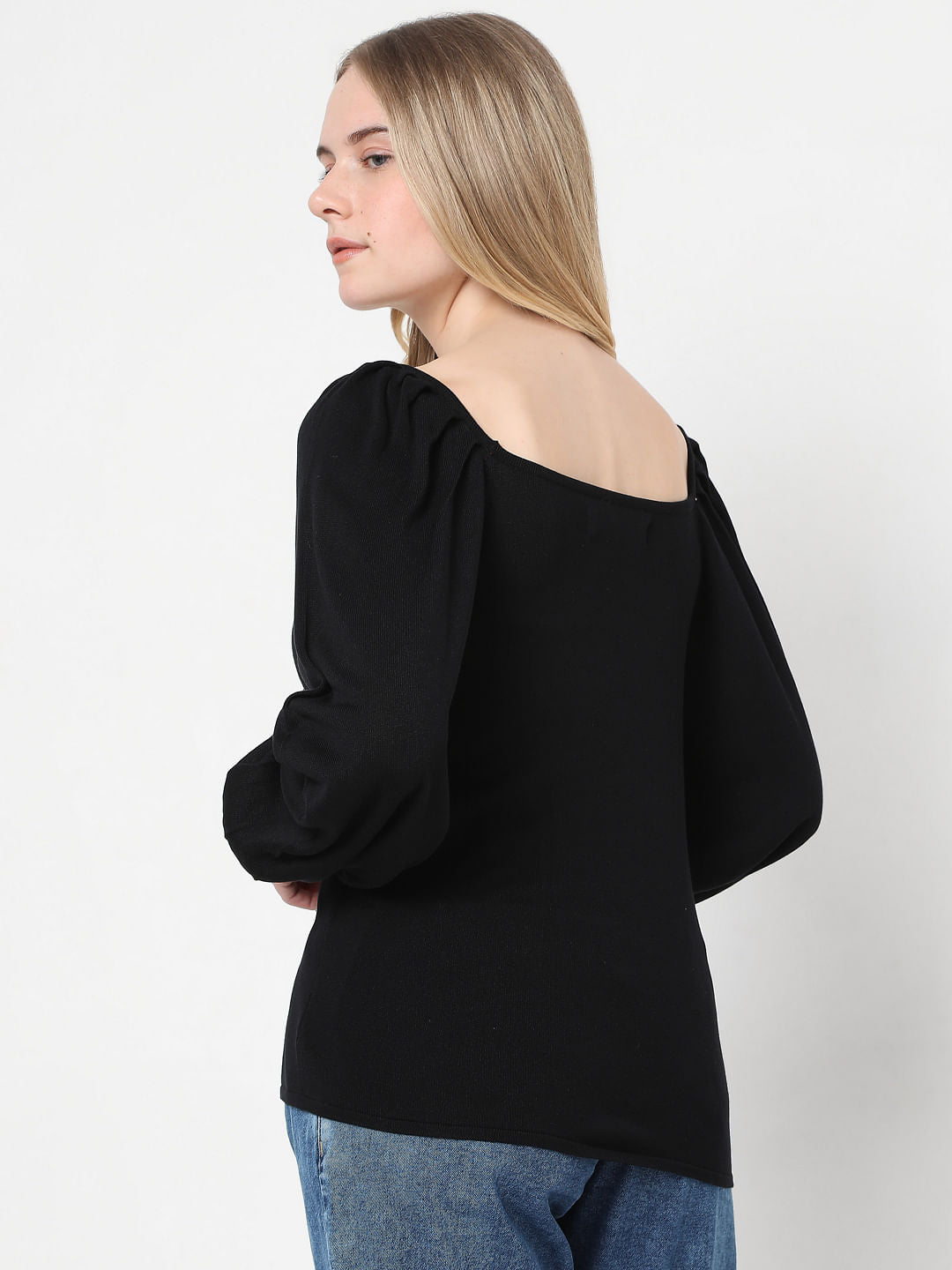 Black Boat Neck Top