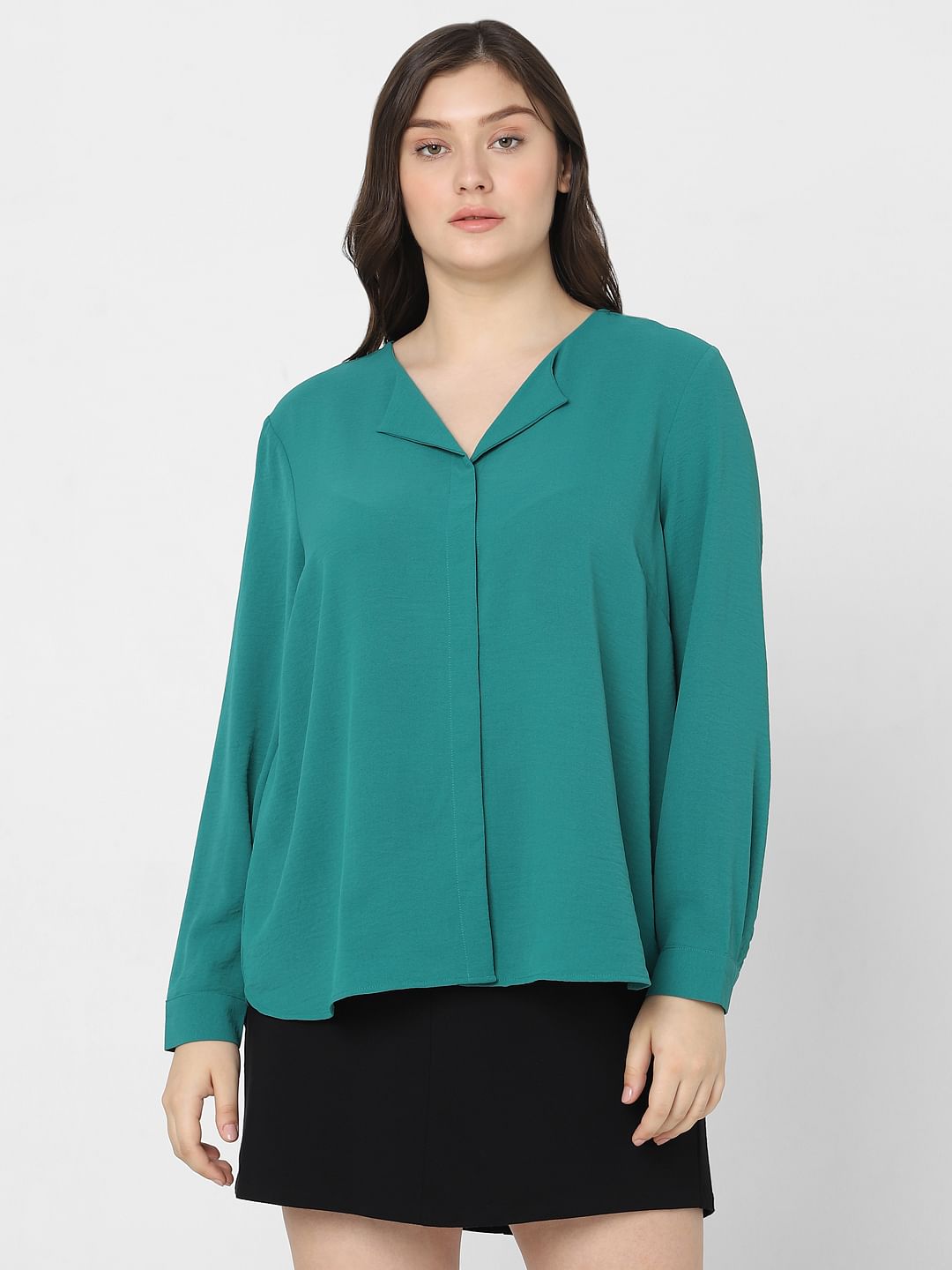 Curve Green Full Sleeves Top
