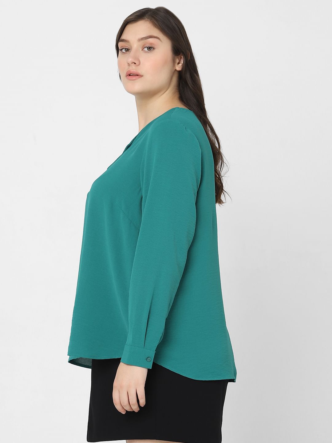 Curve Green Full Sleeves Top