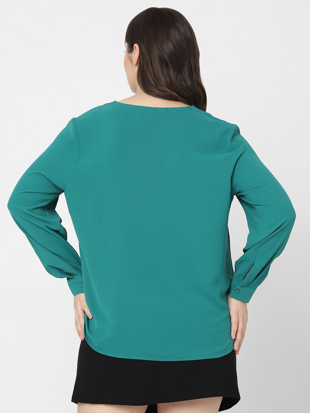 Curve Green Full Sleeves Top