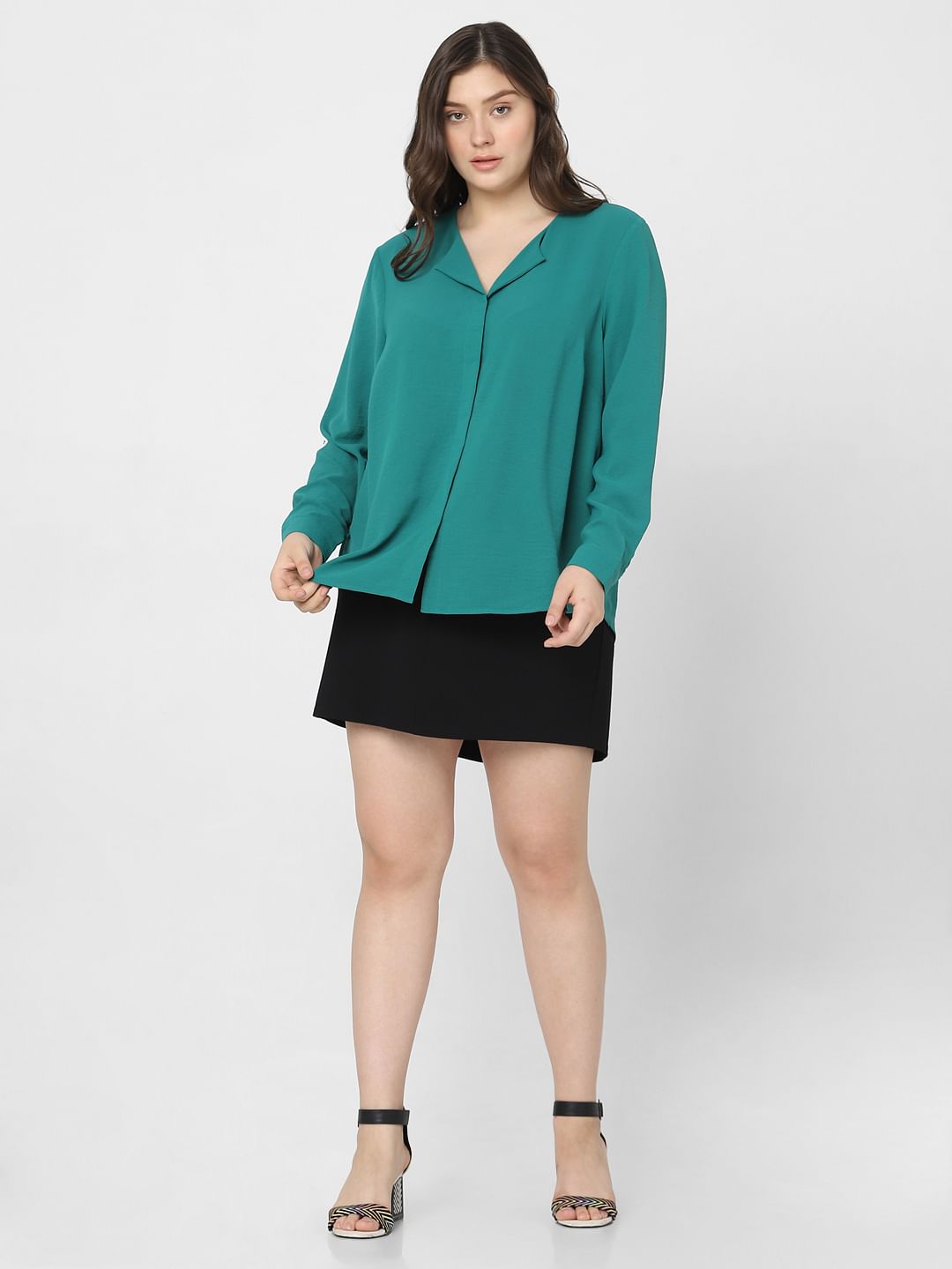 Curve Green Full Sleeves Top