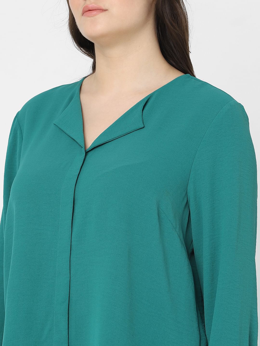 Curve Green Full Sleeves Top