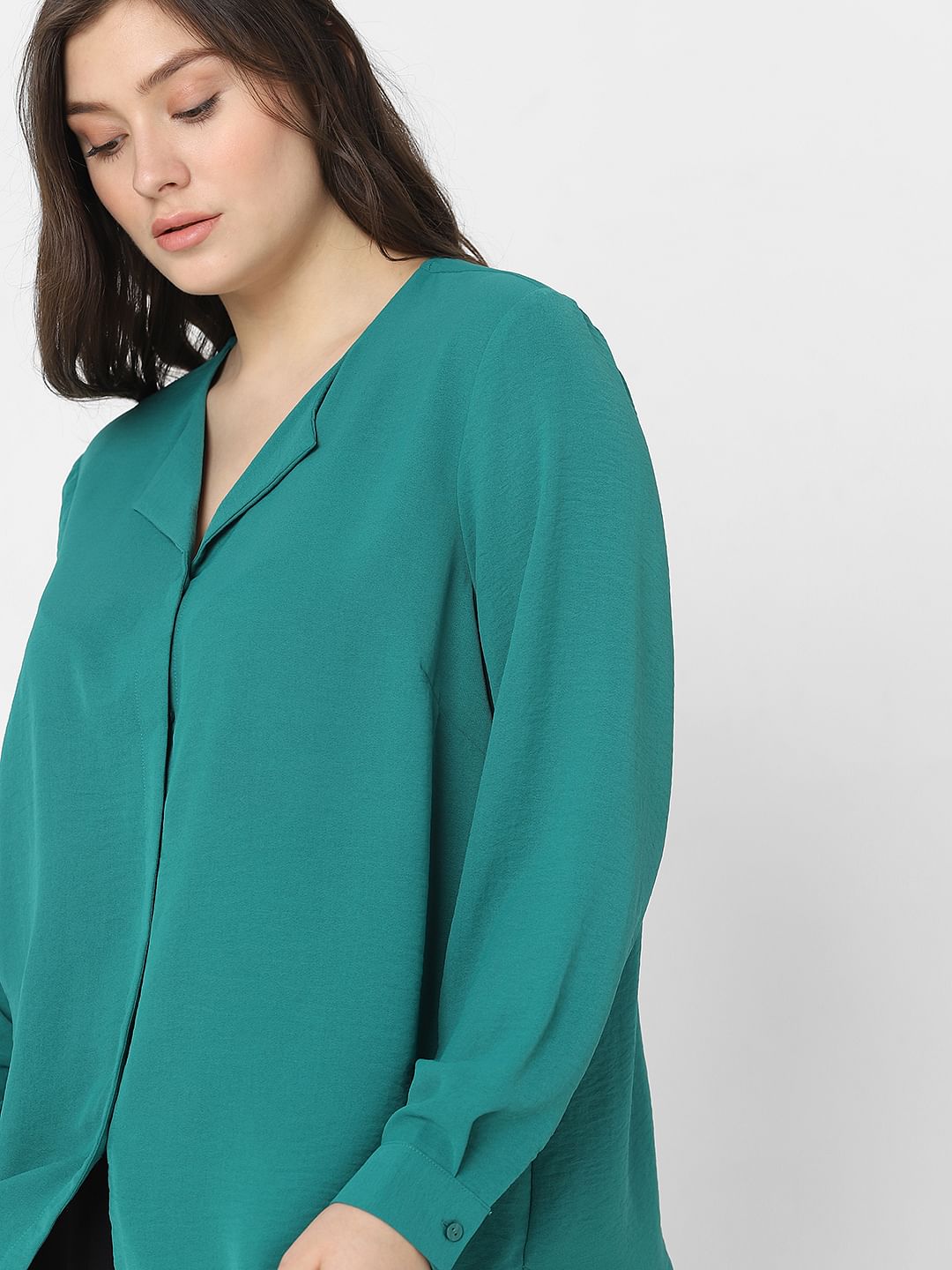 Curve Green Full Sleeves Top