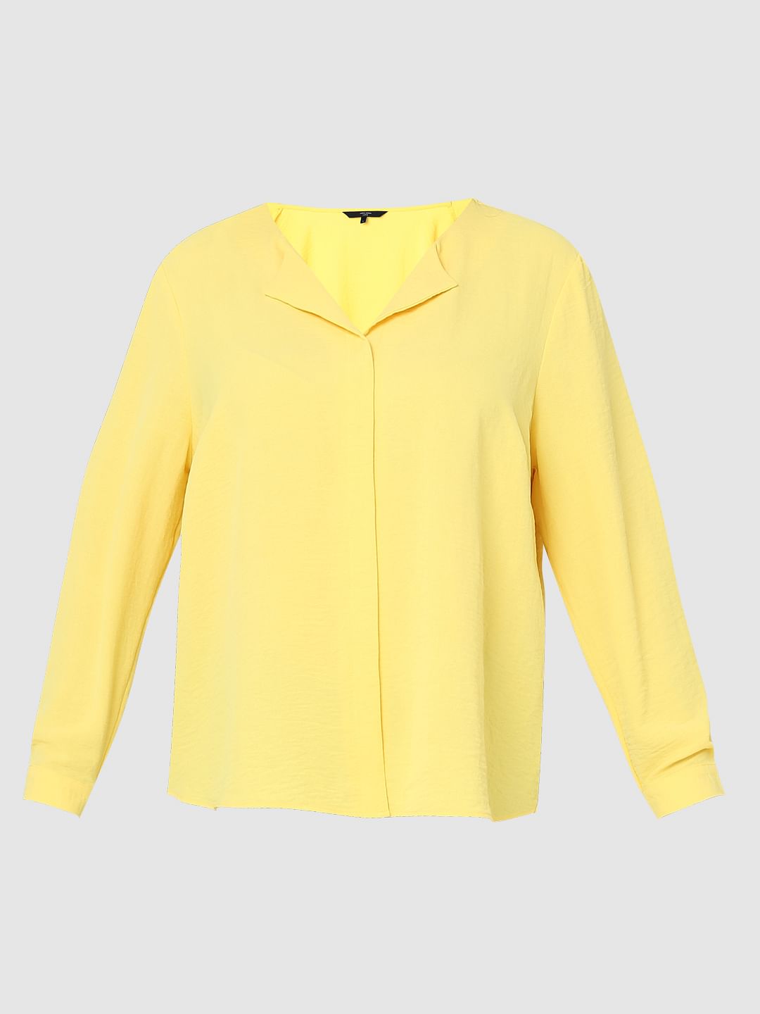 Curve Yellow Full Sleeves Top