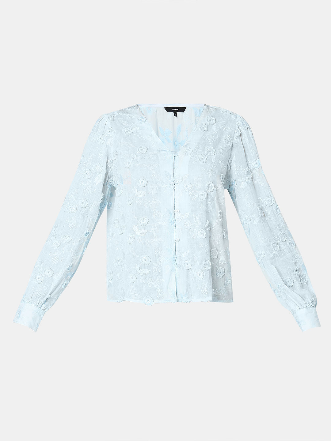 Light Blue 3D Floral Top