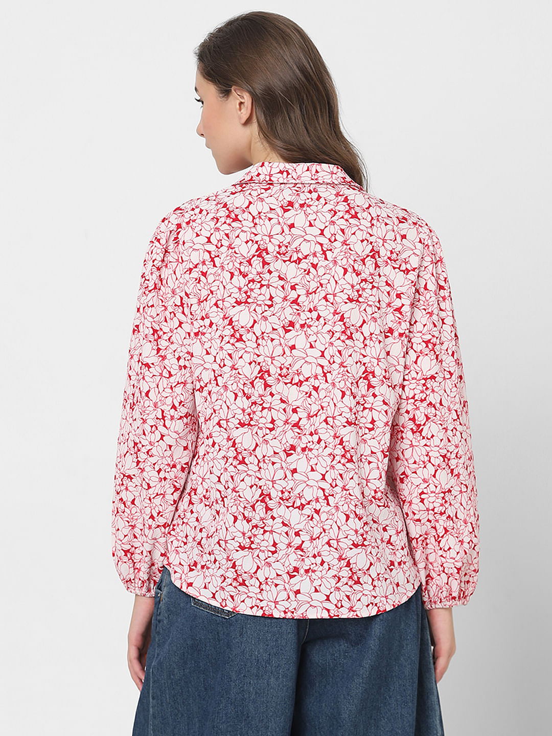 White & Red Floral Shirt