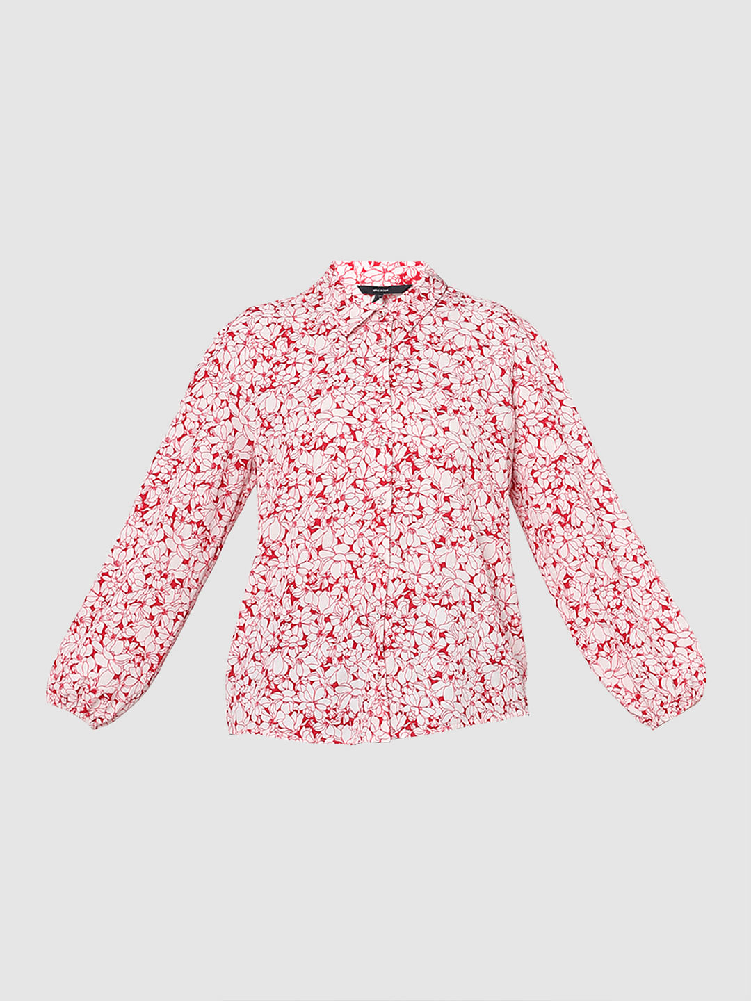 White & Red Floral Shirt