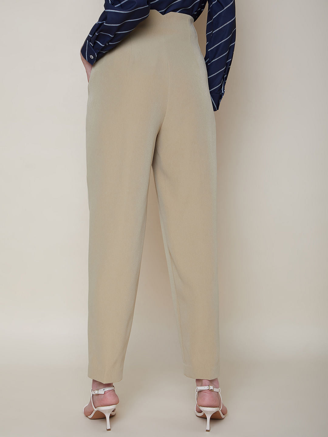 Beige High Rise Pants